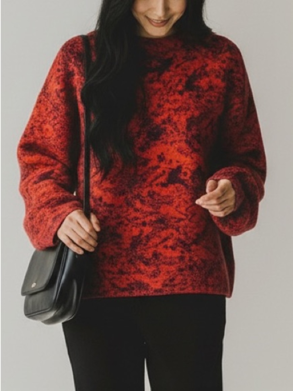 GOYO 100% Mongolian Cashmere Speckled Orange and Maroon Pullover Fall Sweater